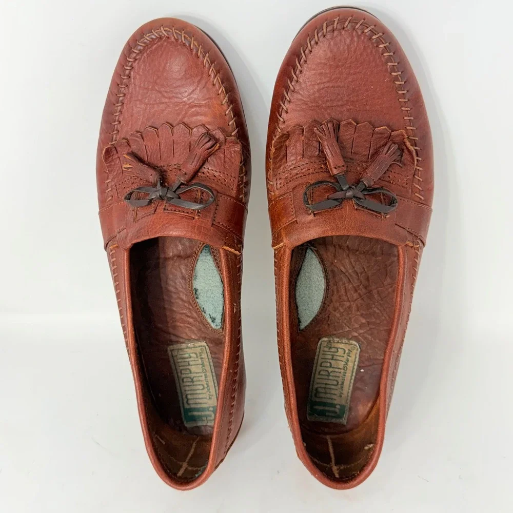 J. Murphy by Johnston & Murphy Mens 12 M Brown Leather Kiltie Tassel Loafer 1800